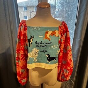 Upcycled tea towel top